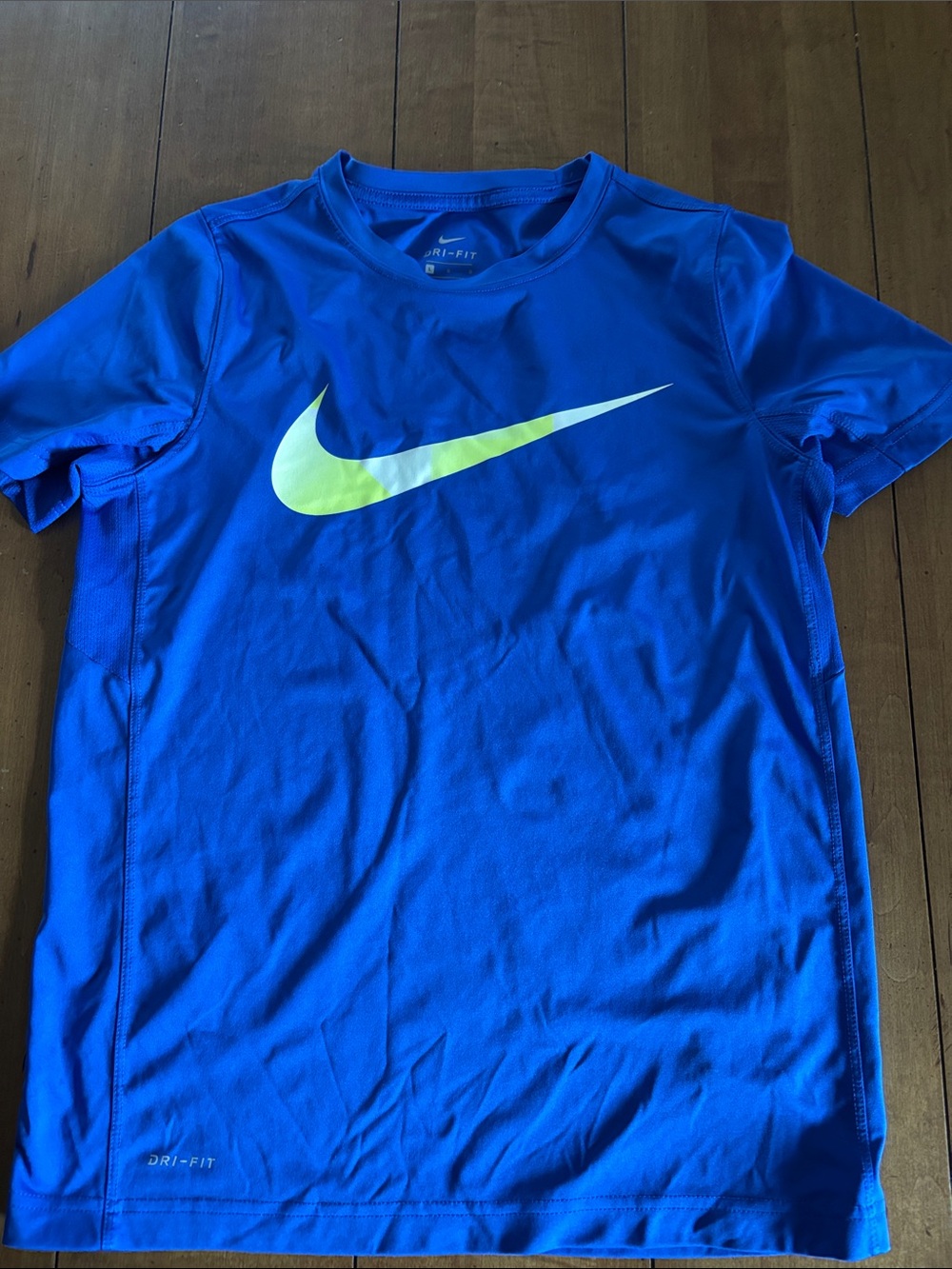 Nike Royal Blue Performance Tee with Neon Yellow Swoosh